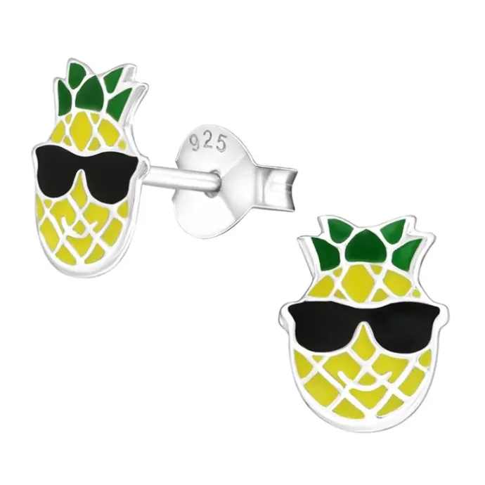Ananas ørestikker i sølv