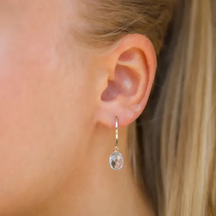 Blå topas øreringe i 9 karat guld med topas