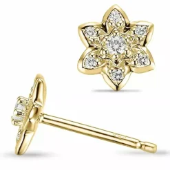 Blomster diamant øreringe i 14 karat guld og hvidguld med diamant