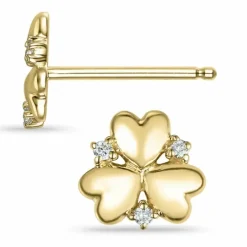 Blomster diamant ørestikker i 14 karat guld med diamant