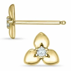 Blomster diamant ørestikker i 14 karat guld med diamant