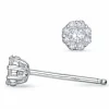 Blomster diamant ørestikker i 14 karat hvidguld med diamant