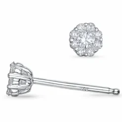 Blomster diamant ørestikker i 14 karat hvidguld med diamant
