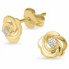 Blomster øreringe i 9 karat guld med zirkon