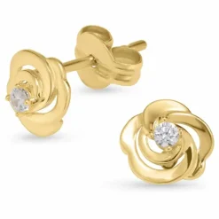 Blomster øreringe i 9 karat guld med zirkon
