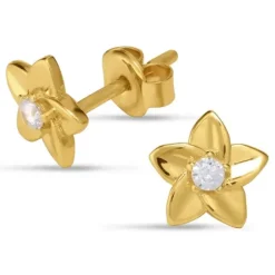 Blomster øreringe i 9 karat guld med zirkon