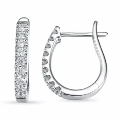 Creoler i 14 karat hvidguld med diamant
