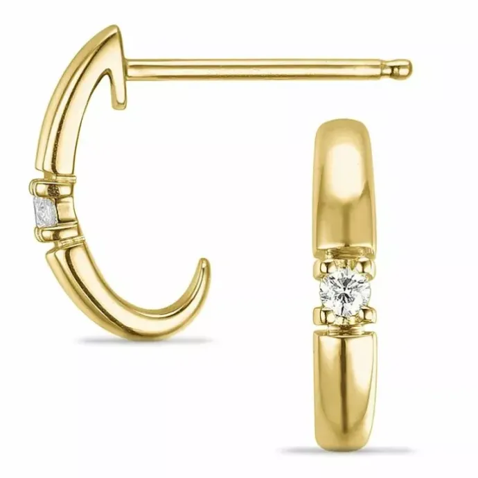 Diamant creoler i 9 karat guld med diamant