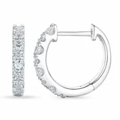 Diamant creoler i 14 karat hvidguld med diamant