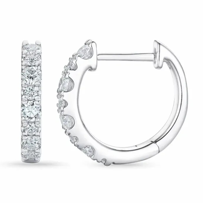 Diamant creoler i 14 karat hvidguld med diamant