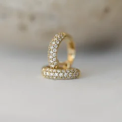 Diamant creoler i 14 karat guld med diamant