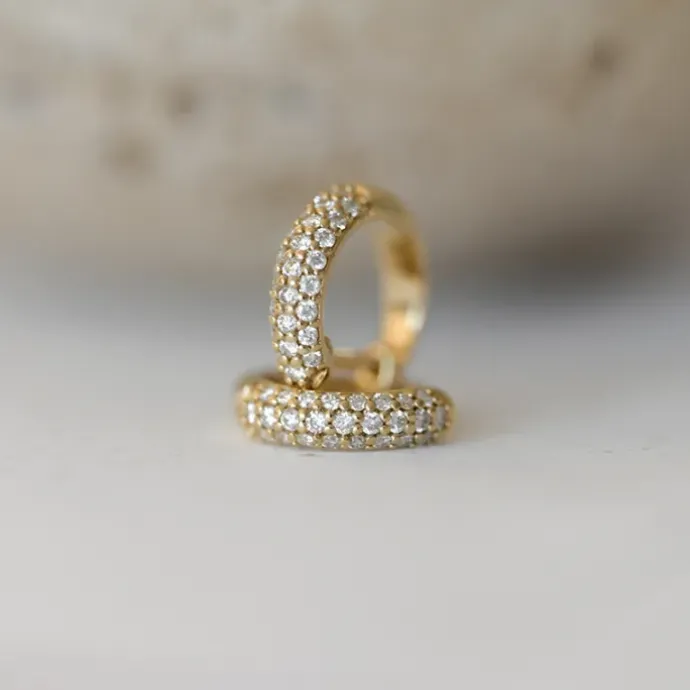 Diamant creoler i 14 karat guld med diamant