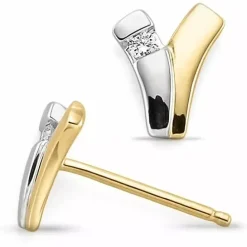 Diamant øreringe i 14 karat guld og hvidguld med diamanter