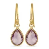 Dråbe ametyst øreringe i forgyldt sølv