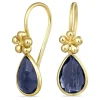Dråbe safir ørekroge i forgyldt sølv