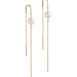 Enamel Aga Pearl øreringe i forgyldt sølv
