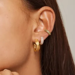 Enamel Ane Small halvcreoler i forgyldt sølv