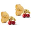Enamel cherry øreringe i forgyldt sølv rød emalje