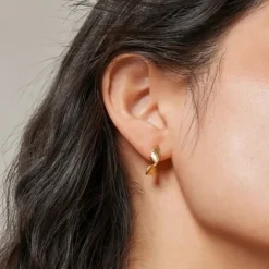 Enamel Daia øreringe i forgyldt sølv