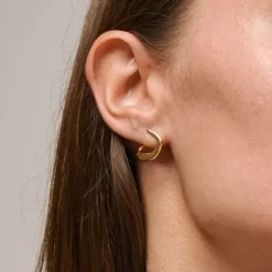 Enamel Inga øreringe i forgyldt sølv