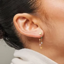 Enamel Lola Dreamy kæde øreringe i forgyldt sølv multifarvet emalje