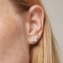Enamel Mae perle øreringe i forgyldt sølv