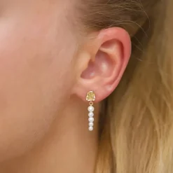 Enamel Malaika perle øreringe i forgyldt sølv
