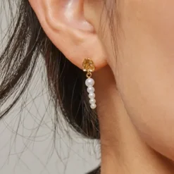 Enamel Malaika perle øreringe i forgyldt sølv