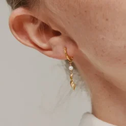 Enamel May øreringe i forgyldt sølv
