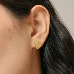 Enamel Mini Wave øreringe i forgyldt sølv