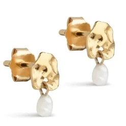Enamel Mio Pearl ørestikker i forgyldt sølv