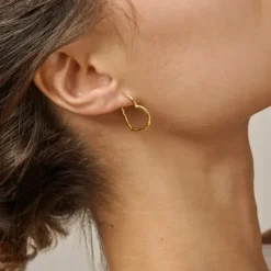 Enamel Organic Heart Medium øreringe i forgyldt sølv