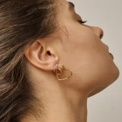 Enamel Organic Heart Small øreringe i forgyldt sølv