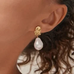 Enamel Paris perle øreringe i forgyldt sølv