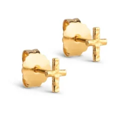 Enamel Protective Cross ørestikker i forgyldt sølv