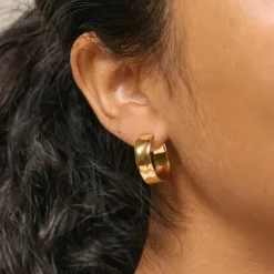 Enamel Sandra Wide creoler i forgyldt sølv