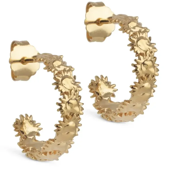 Enamel Sunshine Wreath halvcreoler i forgyldt sølv
