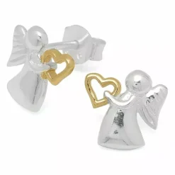 Engel ørestikker i sølv med forgyldt sølv