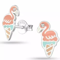 Flamingo øreringe i sølv