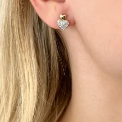 Hjerte diamant øreringe i 14 karat guld og hvidguld med diamanter