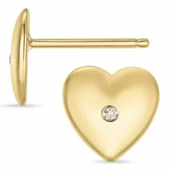 Hjerte diamant ørestikker i 14 karat guld med diamant
