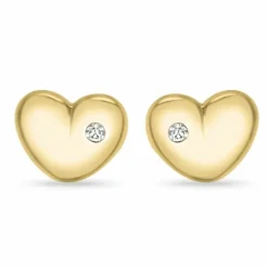 Hjerte diamant ørestikker i 9 karat guld med diamant