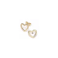 Hjerte guld diamantøreringe i 14 karat guld med diamanter