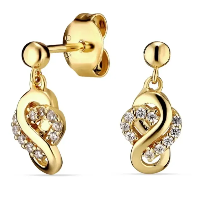 Hjerte infinity zirkon øreringe i forgyldt sølv