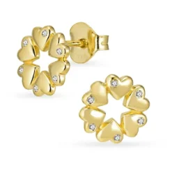 Hjerte zirkon ørestikker i forgyldt sølv