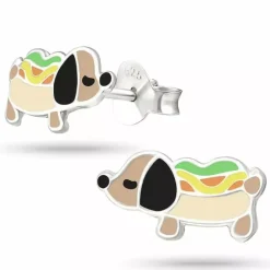 Hotdog øreringe i sølv