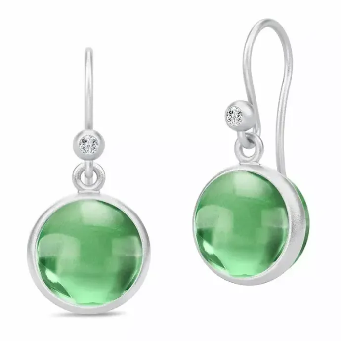 Julie Sandlau Prime grønne øreringe i satinrhodineret sterlingsølv