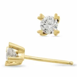 Kampagne - 2 x 0,20 ct diamant solitaireørestikker i 14 karat guld med diamant