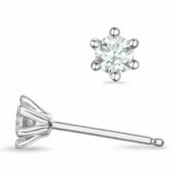 Kampagne - 2 x 0,20 ct diamant solitaireørestikker i 14 karat hvidguld med diamant
