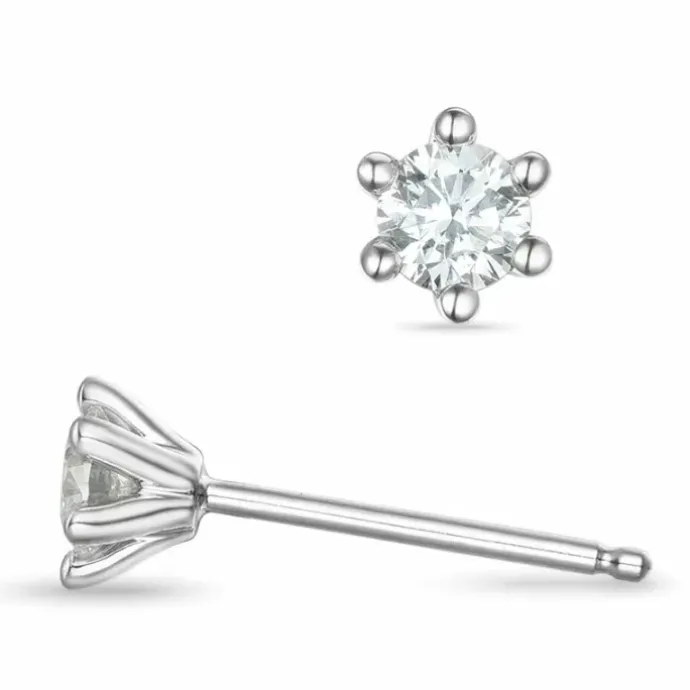 Kampagne - 2 x 0,20 ct diamant solitaireørestikker i 14 karat hvidguld med diamant